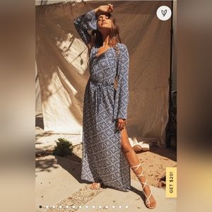 Lulus Mandala Daydream Blue Print Maxi Dress XXS